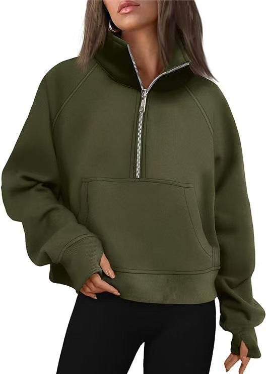 Women's sweatshirt with zipper and raglan sleeves
