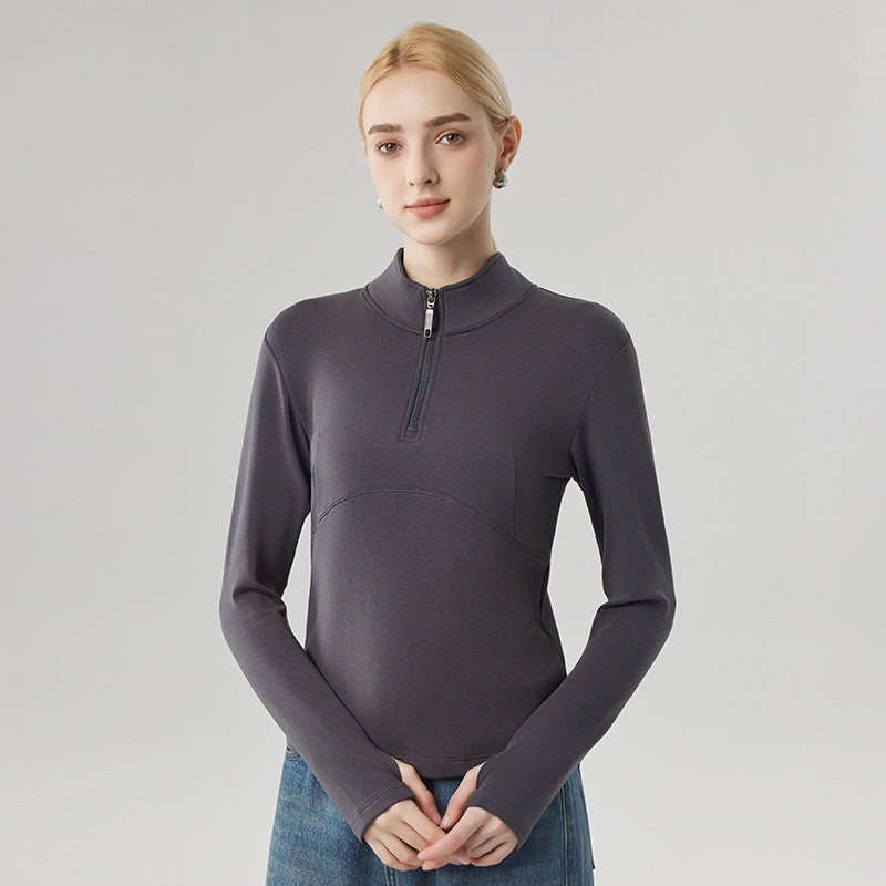 Women's sweatshirt with half zipper