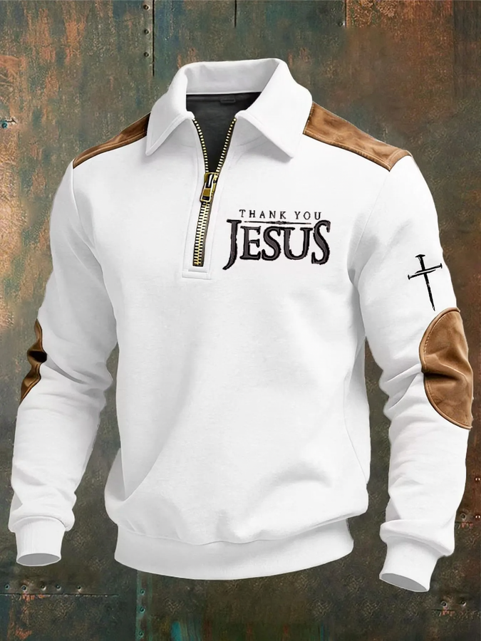 Men's sweatshirt with 3D print and zipper