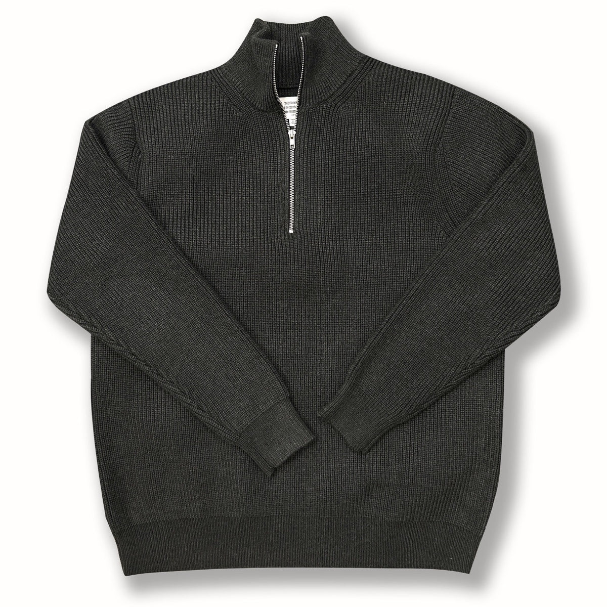 Men's knit sweater with stand-up collar and zipper