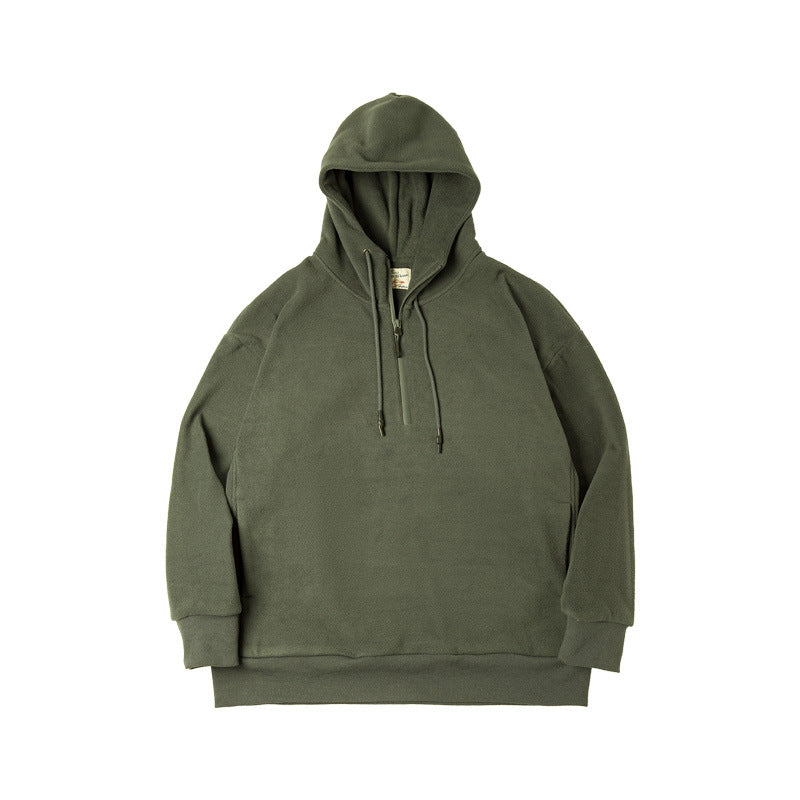 Retro sweatshirt with zipper and fleece lining