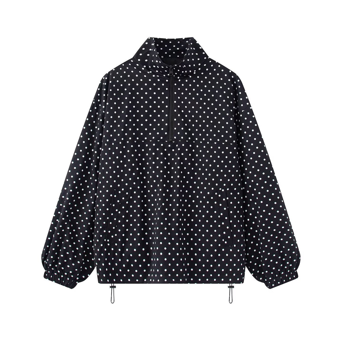 Unisex sweatshirt with stand-up collar and dot pattern