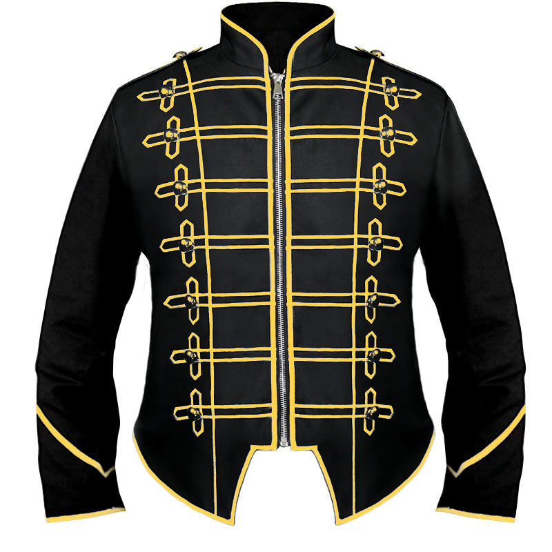 Men's Hussar uniform jacket in parade style with stand-up collar decorative cords and hidden zipper Shop Velvia