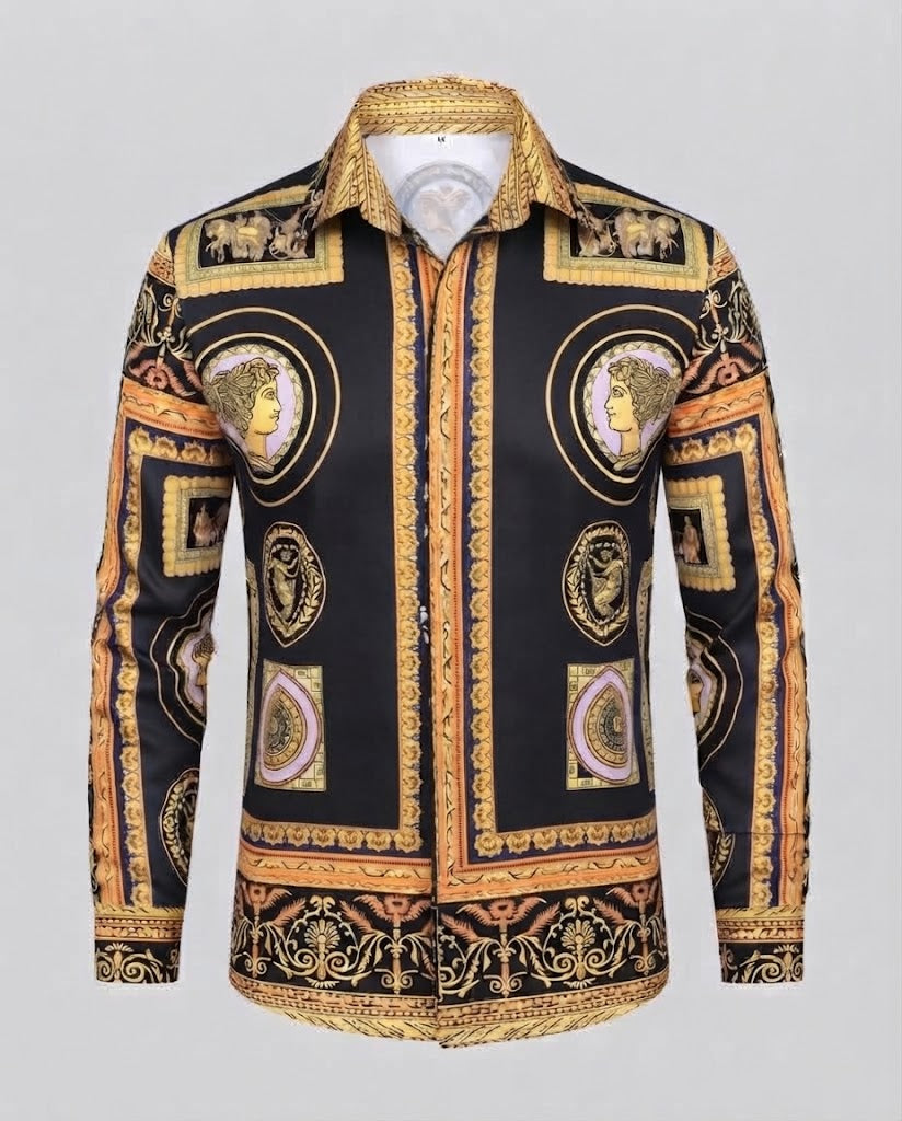 Men's fashionable shirt with artistic print and elegant details Shop Velvia