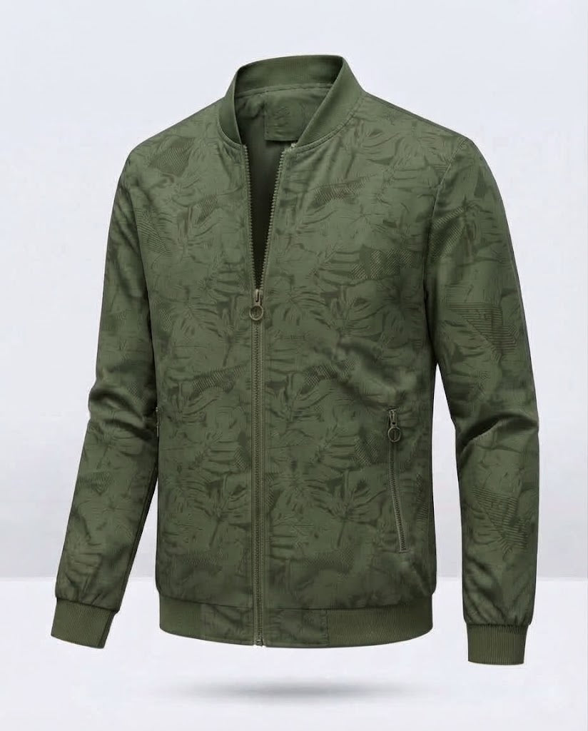 Men's Modern Bomber Jacket with Plant Pattern Shop Velvia