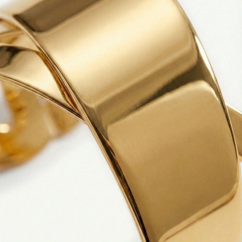 Women's Wide Bangle Bracelet in Gold Look with Crisscross Design