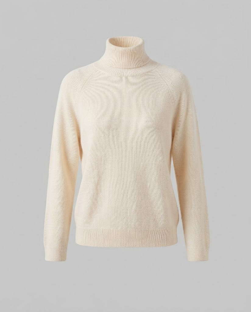 Women's fine knit turtleneck sweater made of cashmere blend with raglan sleeves and fine ribbed hem Shop Velvia