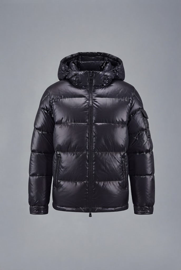 Men's Shiny Quilted Winter Jacket with Hood, Wind-resistant Shell & Zipper Pockets Shop Velvia