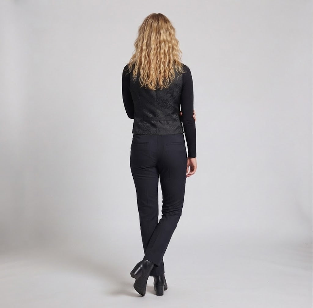 Women Elegant Velvet Waistcoat with Floral Patterns and Double Button Placket Shop Velvia