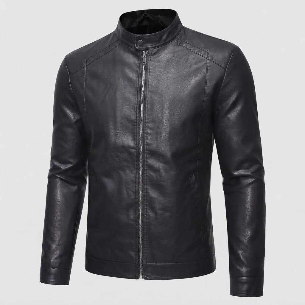 Men's Fashion Faux Leather Jacket with Stand-Up Collar Shop Velvia 1788321813