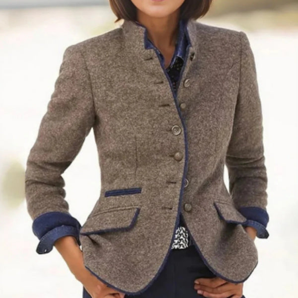 Shop Velvia | Multi-button Women's Jacket Made of Wool with Color Combination