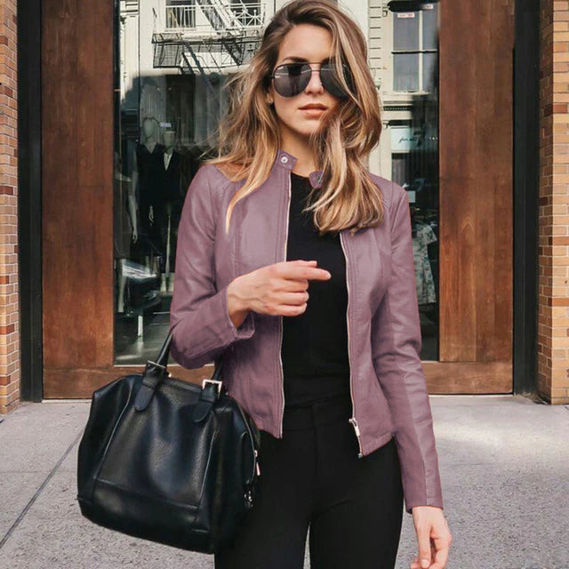 Shop Velvia | Elegant Leather Jacket - Timeless Style