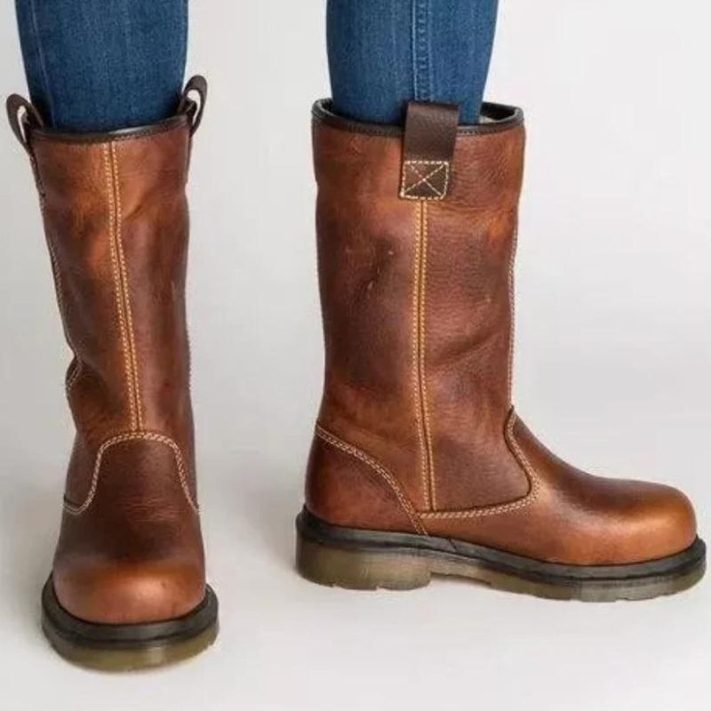 Leather boots - Brown, lined winter shoes for women Shop Velvia