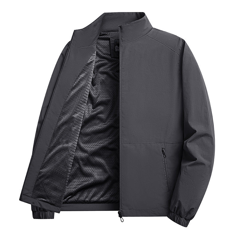 Men's lightweight windproof fleece jacket with stand-up collar and zip pockets Shop Velvia