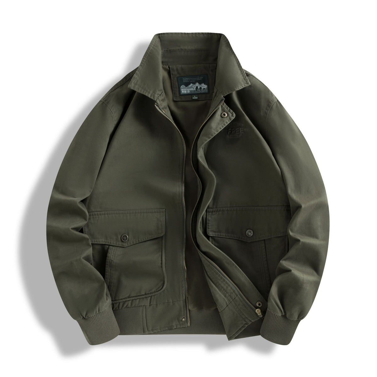 Men's Classic Field Bomber Jacket with Two-Way Zipper and Flap Pockets Shop Velvia