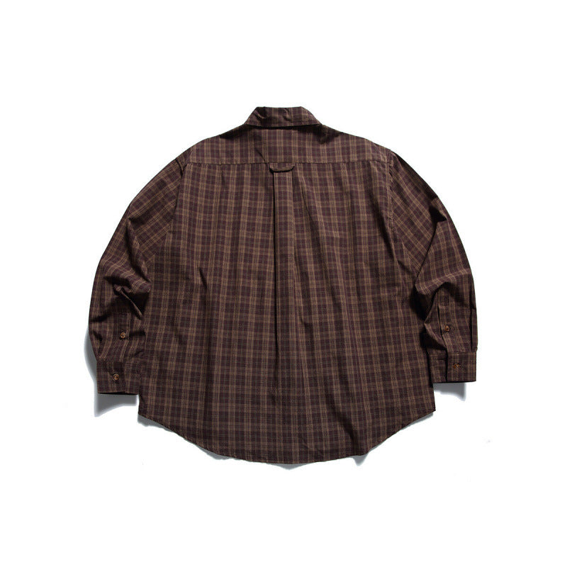 Men's Oversized Checkered Button-Down Shirt with Chest Pocket and Rounded Hem Shop Velvia
