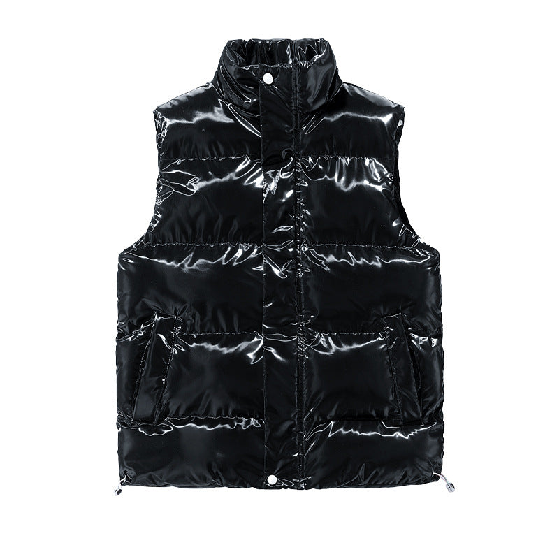 Men's Shiny Quilted Stand Collar Vest with Thermal Filling Shop Velvia