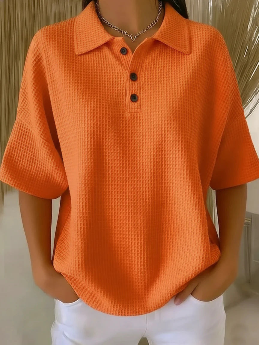 Women's sporty polo shirt made of waffle piqué Shop Velvia