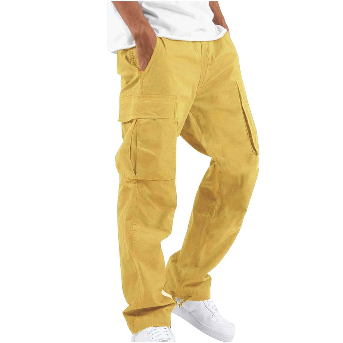 Men's casual cotton cargo pants with multi-pockets and adjustable hem Shop Velvia