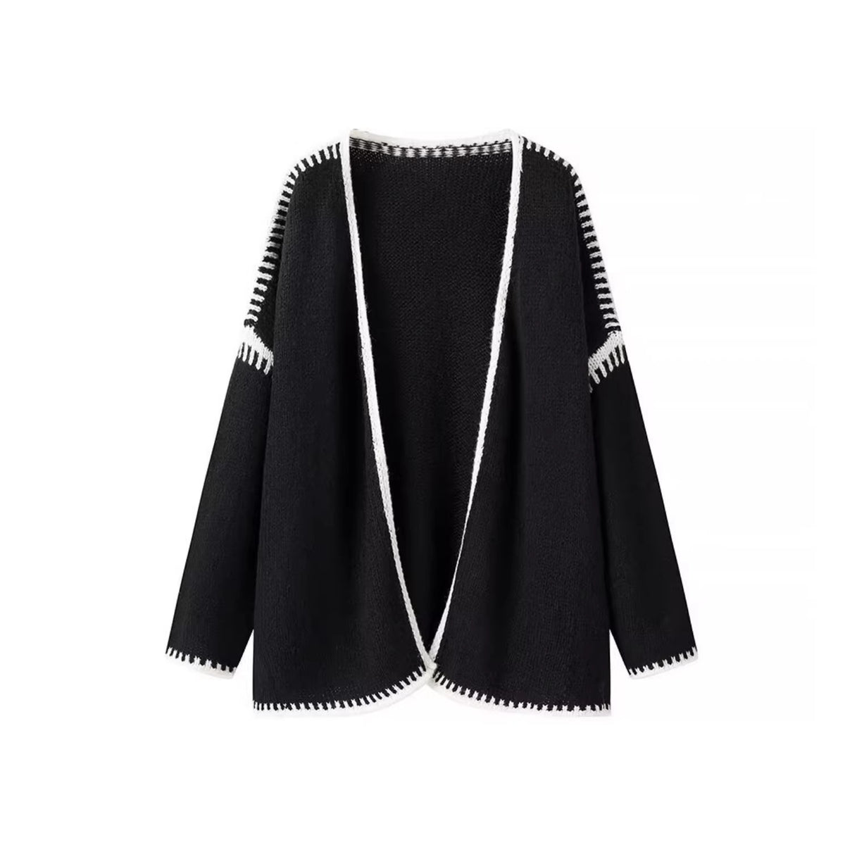 Women's Oversized Cardigan with Contrasting Crochet Edges Shop Velvia