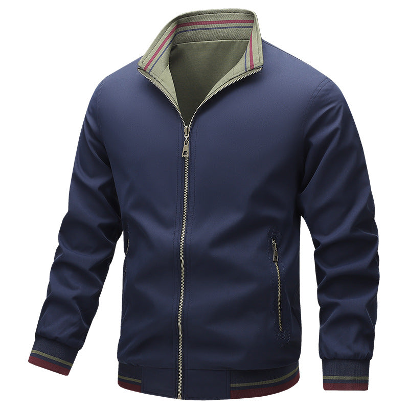 Men's Lightweight Harrington Jacket with Stand-Up Collar, Zip Closure and Contrast Cuffs Shop Velvia