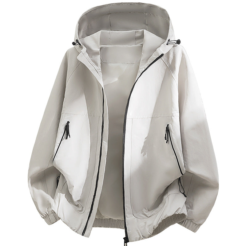 Men's Oversized Hooded Softshell Jacket with Technical Surface and Drawstring Hem Shop Velvia