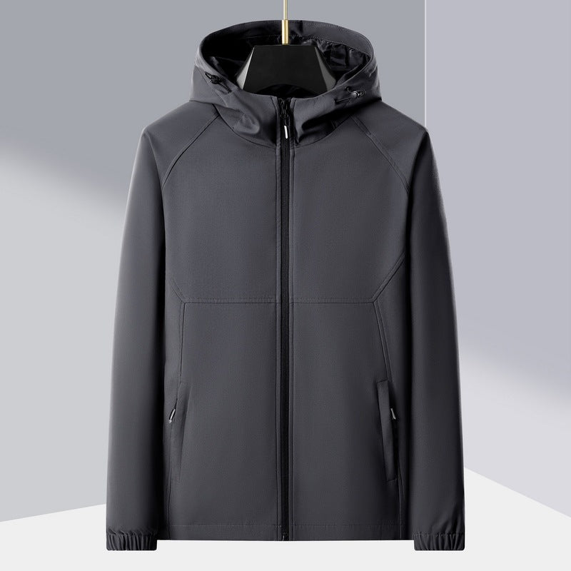 Men's lightweight softshell outdoor jacket with ergonomic hood and diagonal chest zip Shop Velvia