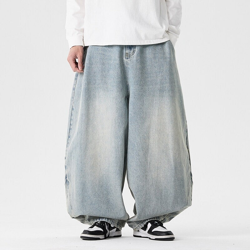 Men's extra-wide baggy jeans with a low crotch, relaxed low-crotch cut, and wide hem Shop Velvia