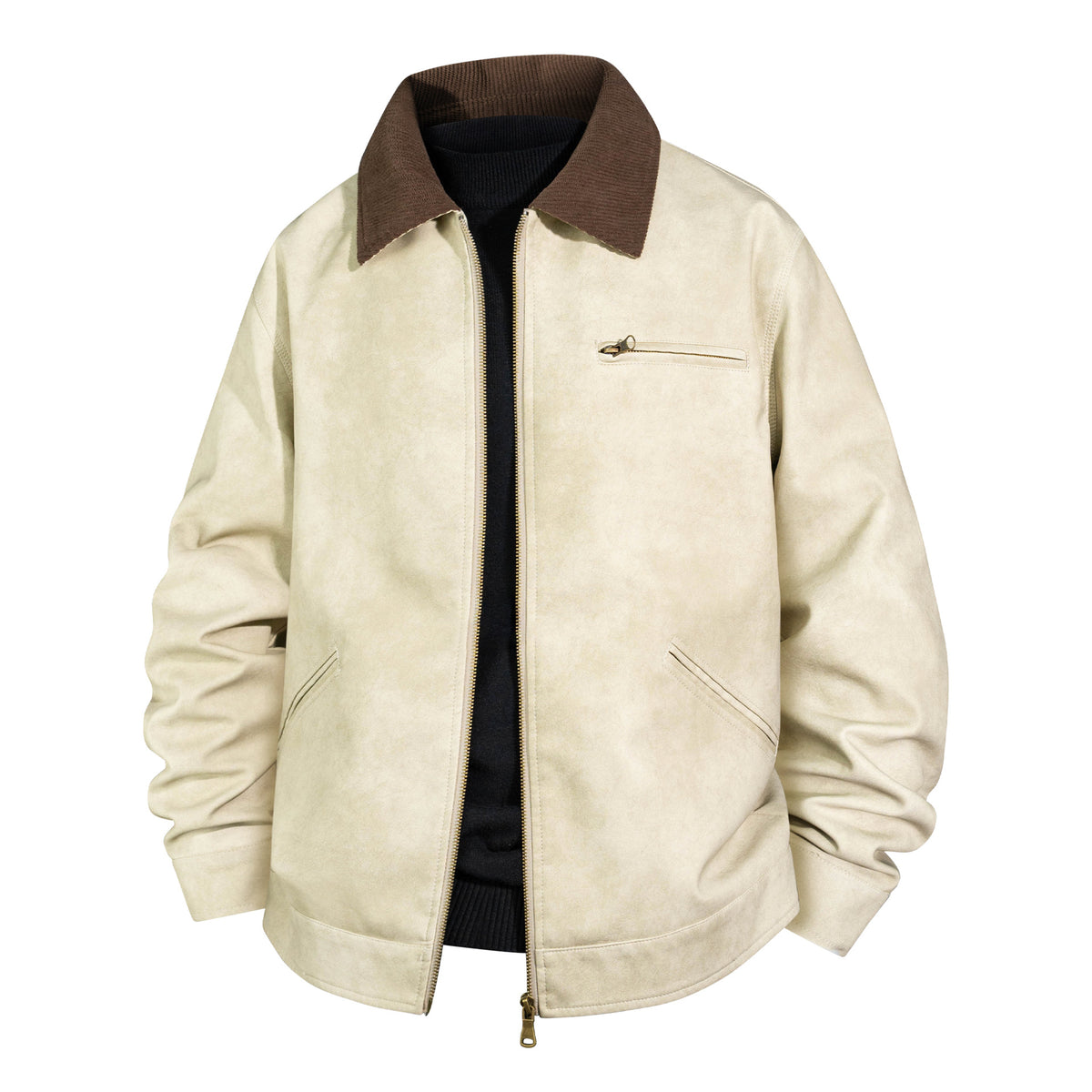 Men's Vintage Leather Bomber Jacket with Ribbed Collar Shop Velvia