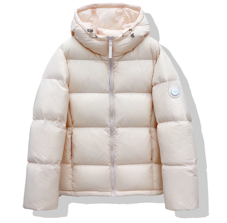 Women's Short Puffer Jacket with XXL Hood and Square Quilting Shop Velvia