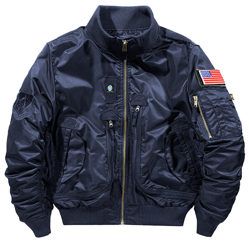 Men's Tactical-Style Camo Bomber Jacket with Multiple Pockets and Ribbed Cuffs Shop Velvia