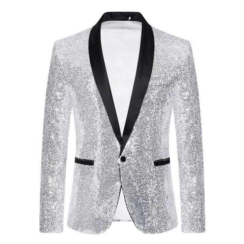Shop Velvia Men's Sequin Blazer with Shawl Collar