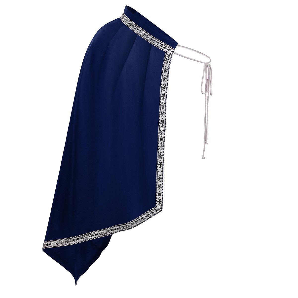 Unisex shoulder plate cape with laced collar, faux fur trim, adjustable leather straps, and asymmetrical train Shop Velvia