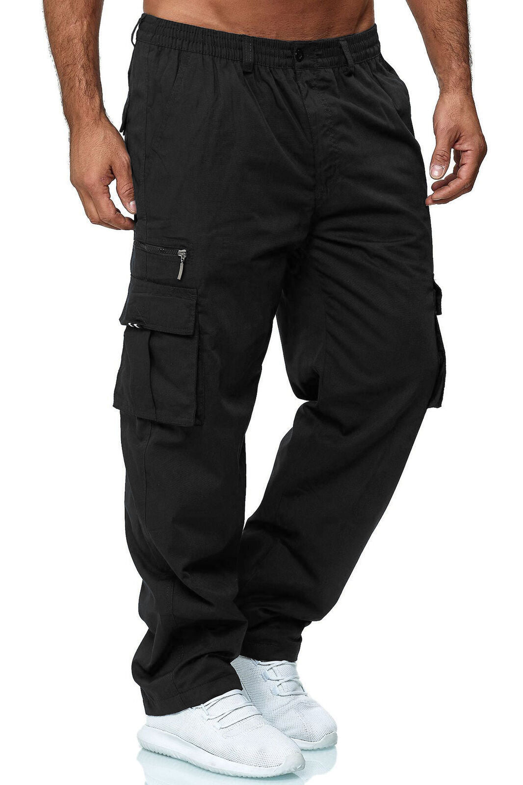 Men's cargo pants with elastic waistband and multifunctional pockets Shop Velvia
