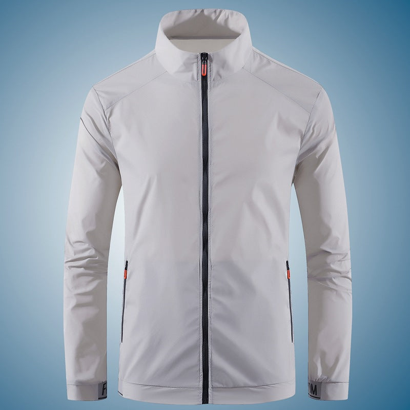 Men's nan ultralight windproof leisure jacket with stand-up collar, concealed zipper, and zippered pockets Shop Velvia