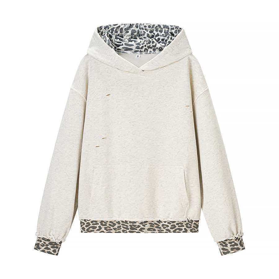 Women's casual hoodie with leopard lining Shop Velvia