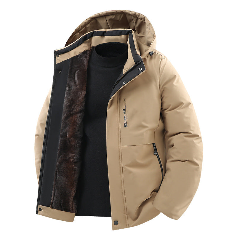 Men's Thermally Insulated Quilted Jacket with Faux Fur Lining and Hood Shop Velvia