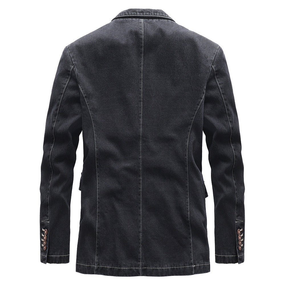 Men's Light Denim Blazer with Patches Shop Velvia