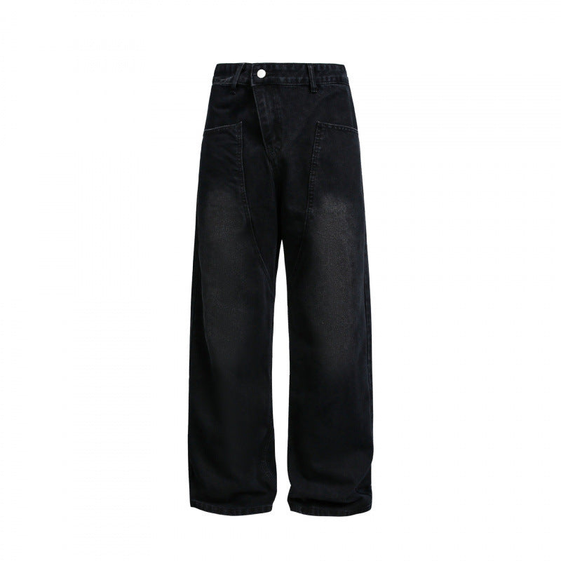 Women's Wide High-Waist Denim Pants with Curved Front Pockets Shop Velvia
