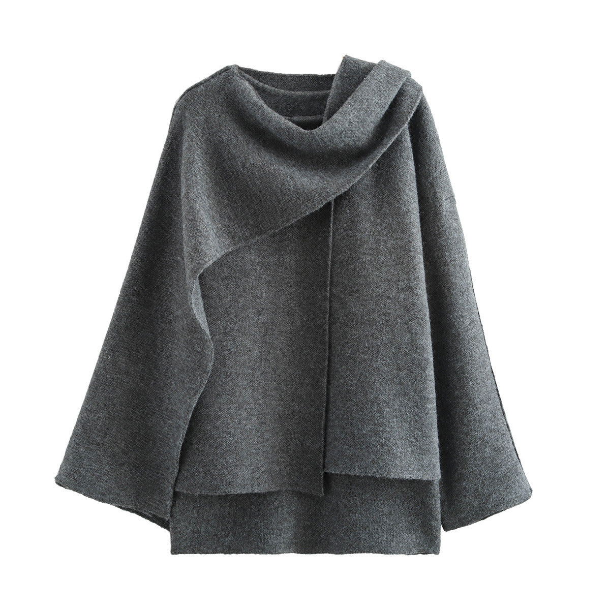 Women's cape with asymmetrical fall, stand-up collar and wool blend Shop Velvia