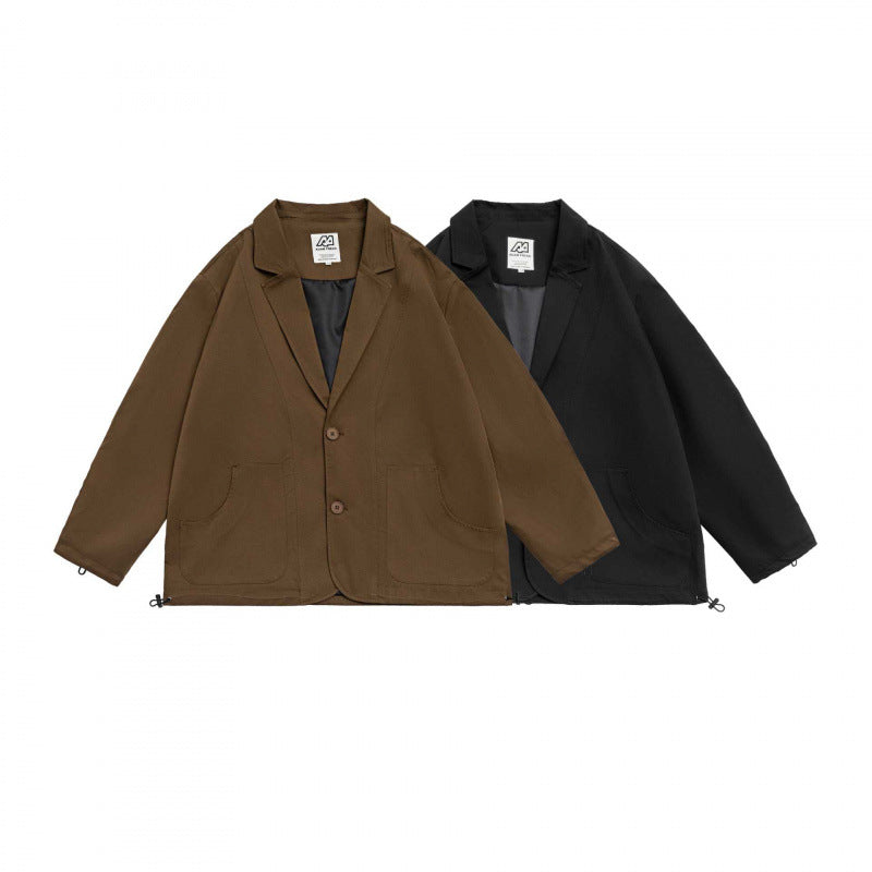 Unisex Oversized Blazer Jacket in Utility Look with Drawstring and Patch Pockets Shop Velvia