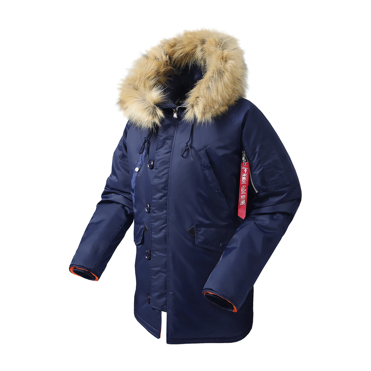 Men's longer thermal insulated parka with faux fur hood and utility pockets Shop Velvia