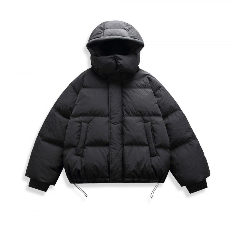 Unisex Short Padded Jacket with Hood, High Stand-Up Collar, and Adjustable Hem Shop Velvia