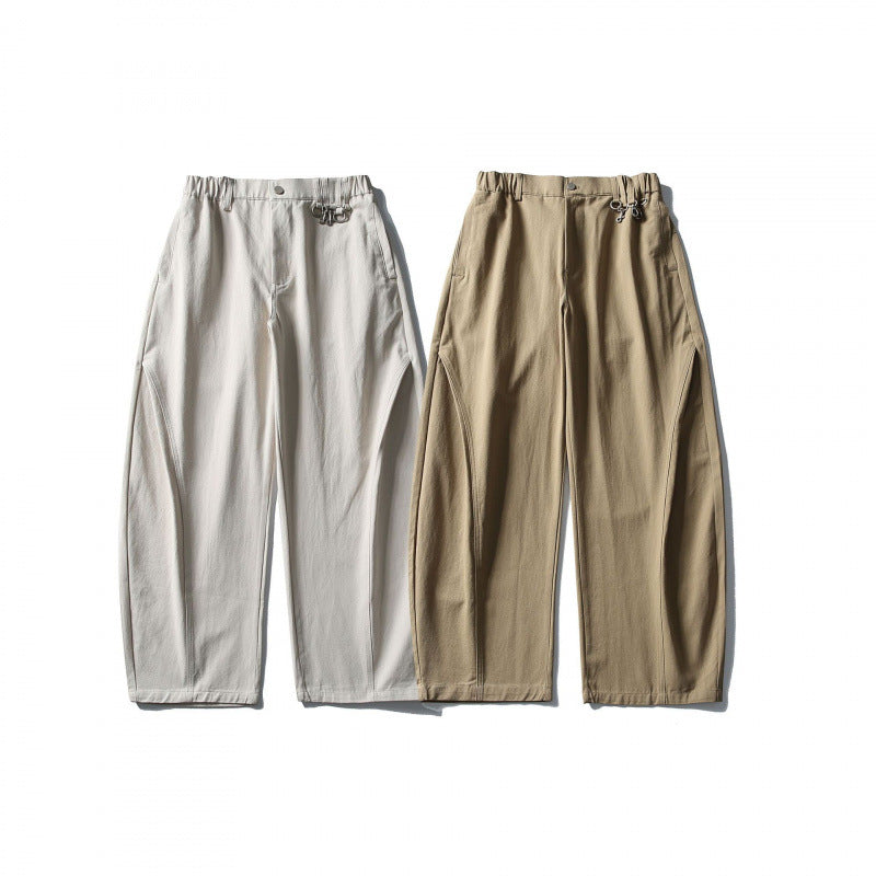 Men's Wide Utility Pants with Elastic Waistband and Distinctive Seam Panels Shop Velvia