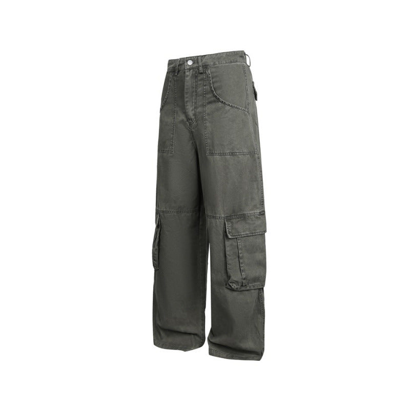 Women's Baggy Cargo Pants with High Waist, Large Flap Pockets and Reinforced Seam Panels Shop Velvia