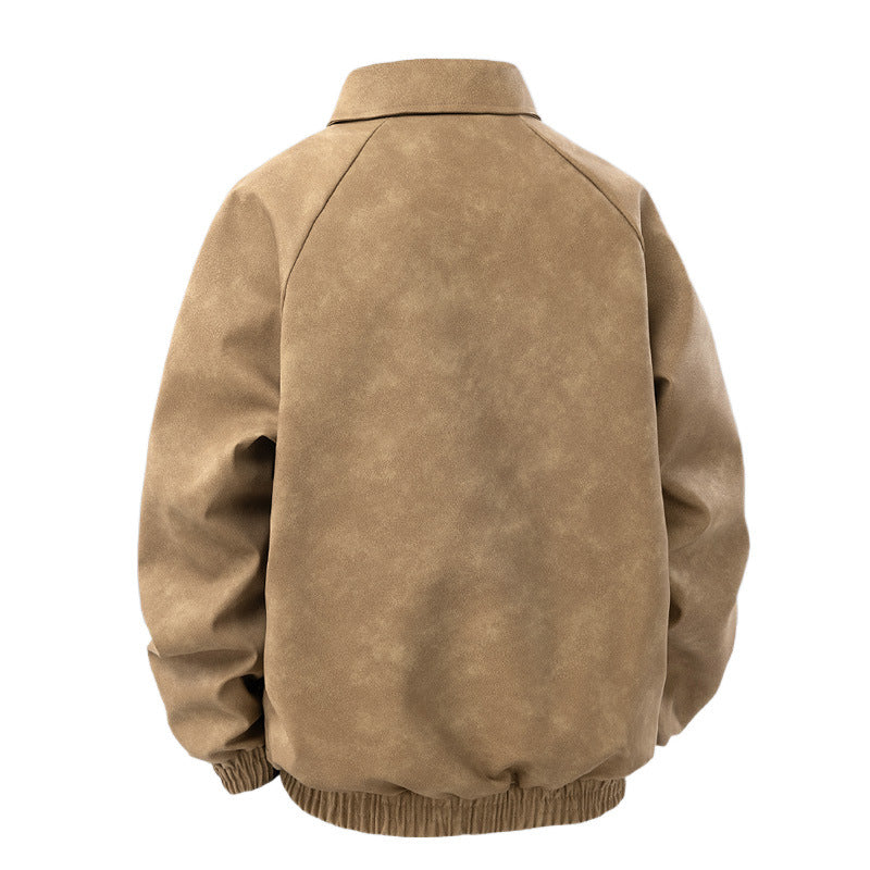 Men's suede look zip jacket in retro bomber style with Kent collar and elastic hem Shop Velvia