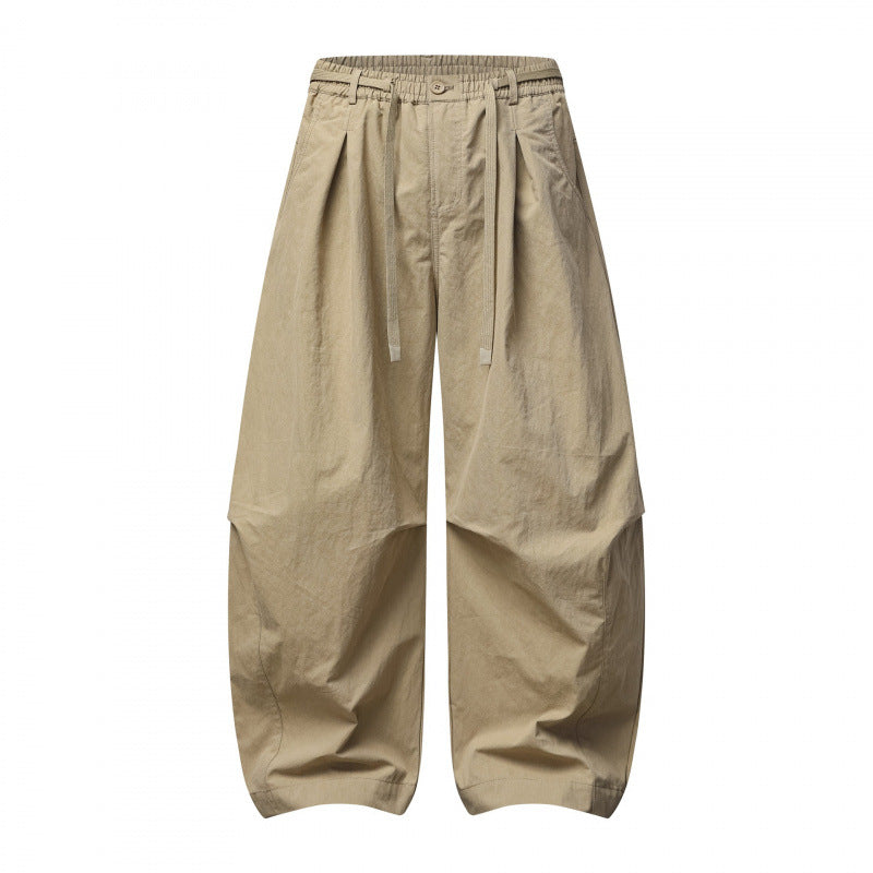 Unisex wide layered pants with balloon-shaped silhouette, high waist and drawstring Shop Velvia