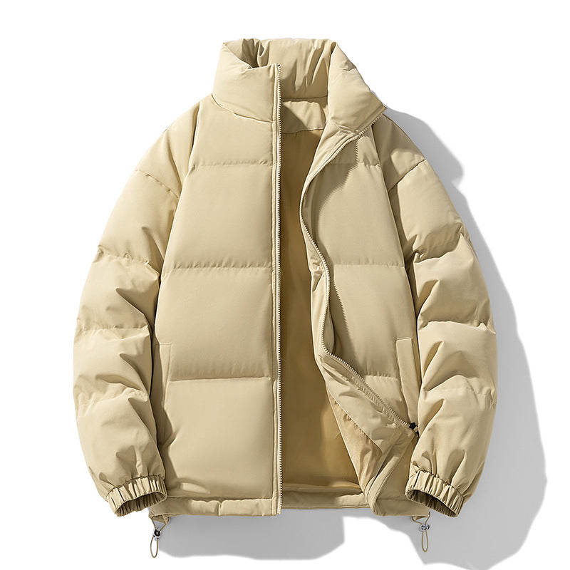 Men's Padded Puffer Jacket with High Stand Collar, Windproof Outer Layer and Adjustable Drawstring Hem Shop Velvia