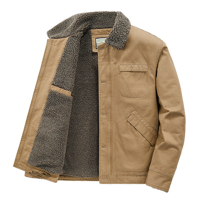 Men's insulated canvas work jacket with sherpa lining and shirt collar Shop Velvia