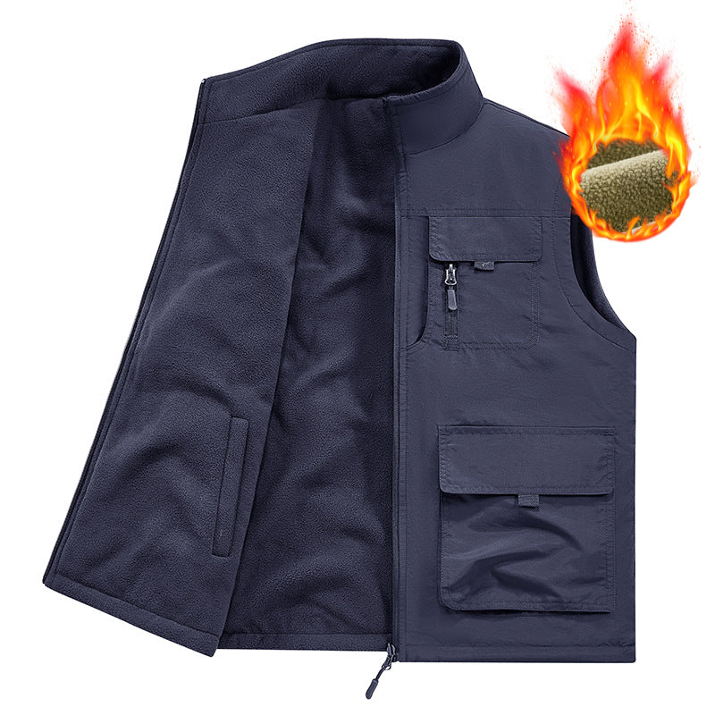 Men's Thermo-Utility Vest with Fleece Lining, Windproof Shell and Multifunction Pockets Shop Velvia
